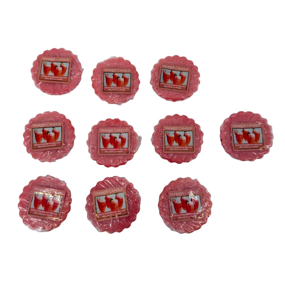 NEW Yankee Candle White Strawberry Bellini‎ Wax Melts Tarts Lot of 10 - 22g Each
